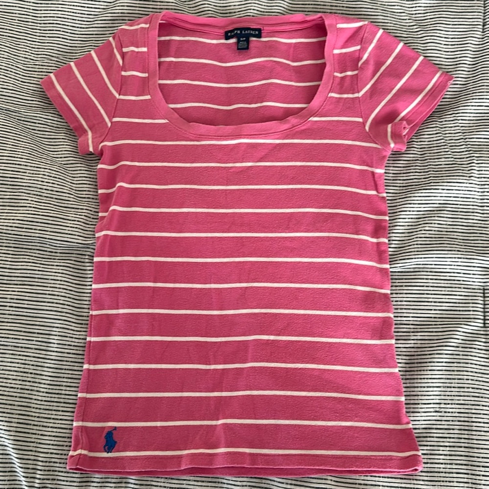 Pink and white striped shirt
